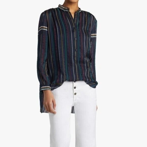 Rag & Bone Women's Colorful Striped Button Down Long Sleeve Blouse Top Size XS - Picture 1 of 14